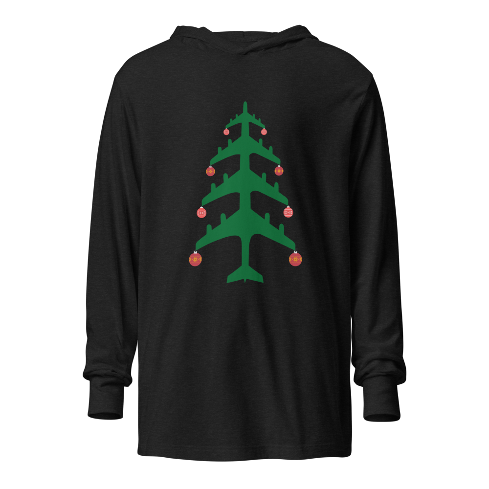 Airplane Christmas Tree Lightweight Hooded Long-Sleeve Tee - UNISEX - 2 COLORS