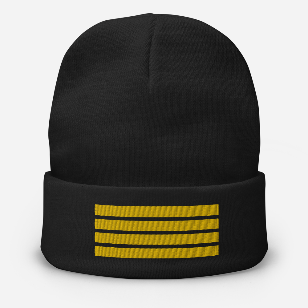 4 Stripes Embroidered Pilot Beanie - UNISEX - 3 COLORS