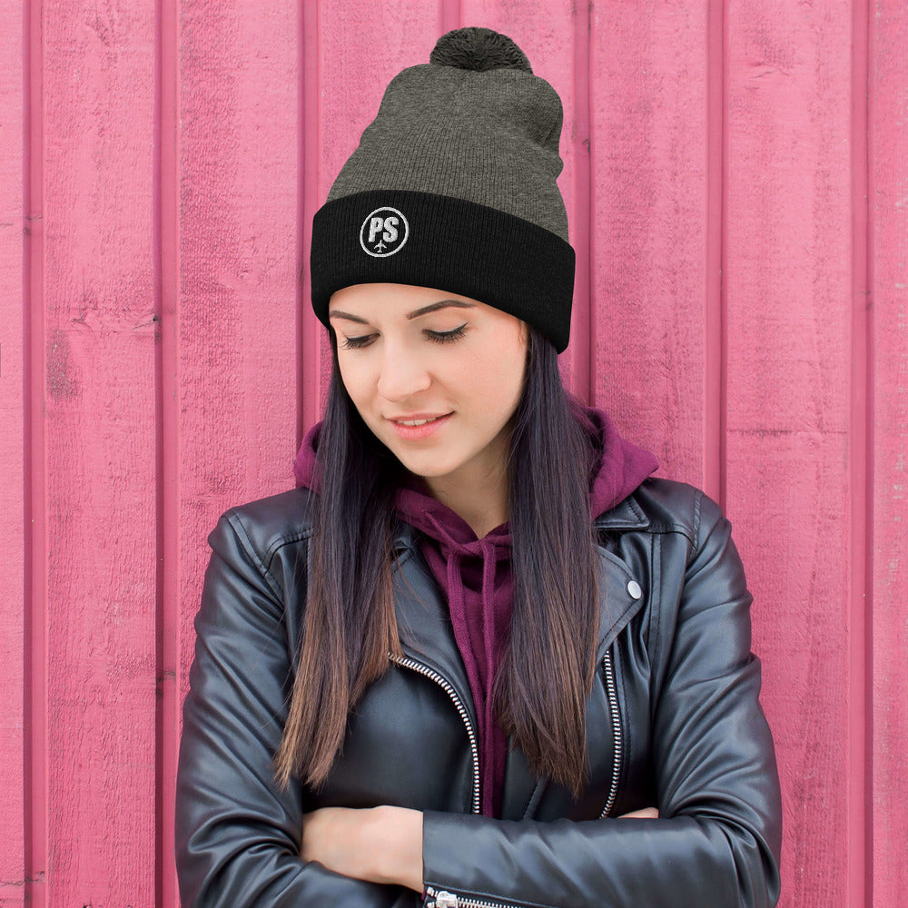 Passenger Shaming Embroidered Logo Pom-Pom Beanie - UNISEX - 5 COLORS