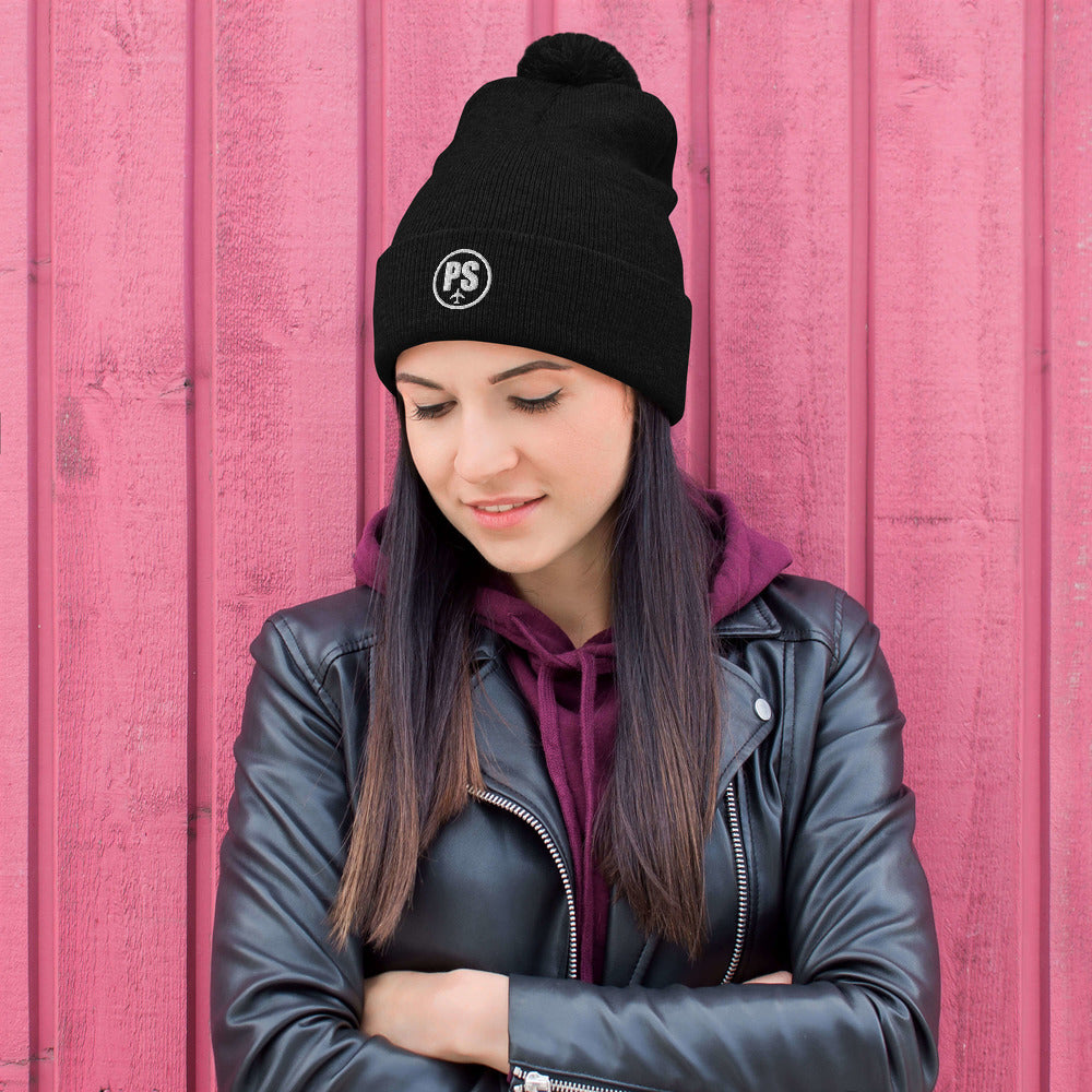 Passenger Shaming Embroidered Logo Pom-Pom Beanie - UNISEX - 5 COLORS