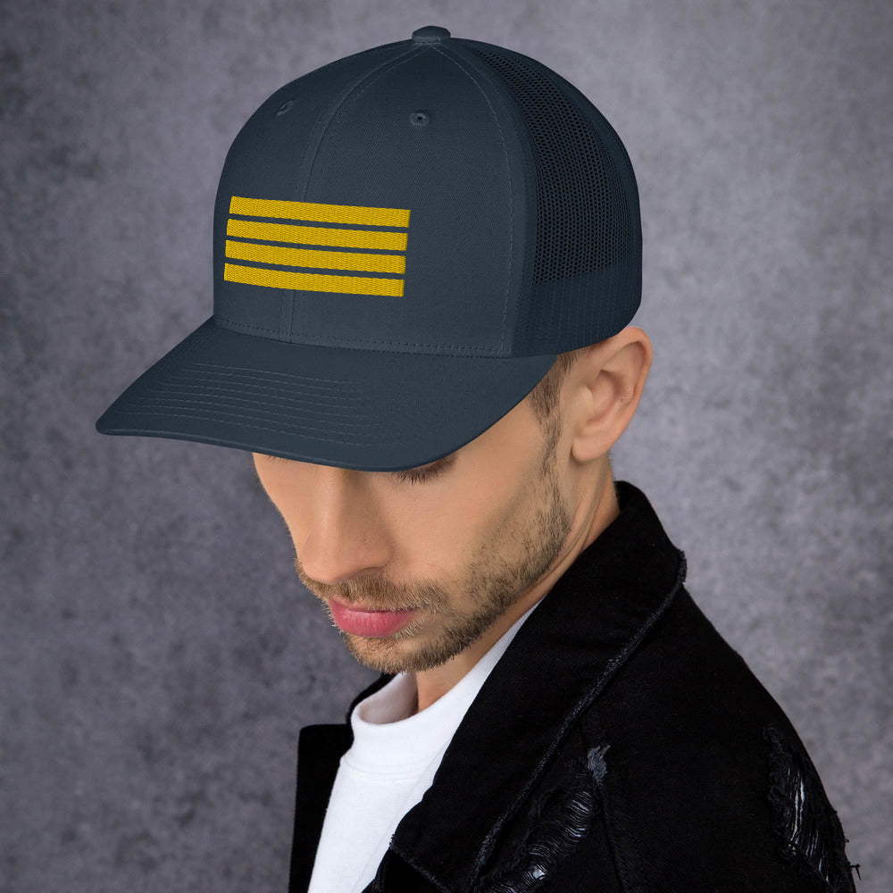 4 Stripes Embroidered Pilot Hat - 3 COLORS