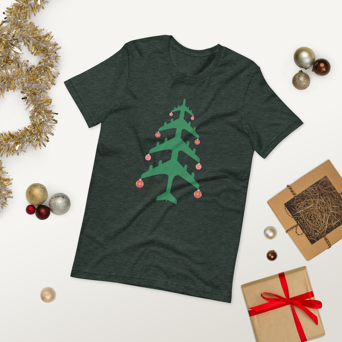 Airplane Christmas Tree Tee - UNISEX - 4 COLORS